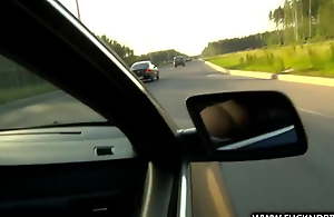 Blond babe picked surrounding by BMW driver