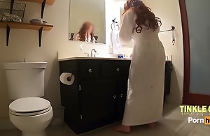 Bathroom spy cam peeing. My redhead stepmom caught