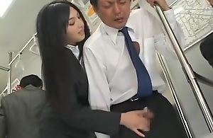 Asian Hot Cook jerking in Bus