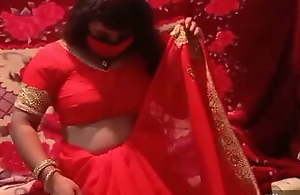 Romantic sex in red saree