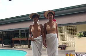 Two Pinay Entourage Fucked After Pool Foreplay