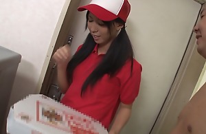 The pretty girl from the pizza delivery service is