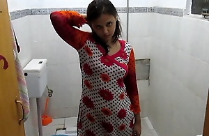 Sexy Indian Bhabhi Anent Bathroom Taking Shower Filmed By Her Skimp – Full Hindi Audio