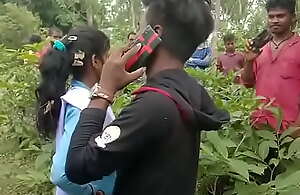 Teenage girl throbbing outdoor caught by villagers