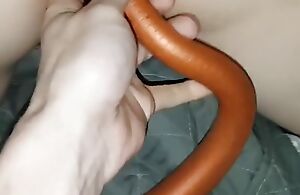 First time 50cm long anal dildo and bottle. How