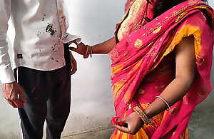 Wife cheated her tighten one's belt together with  played holi together with got fucked with husband's freind