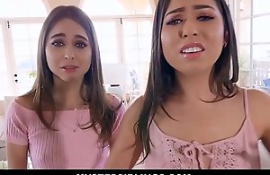 Twin sisters riley reid and melissa moore trine with nerdy stepbrother