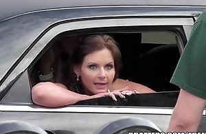 Pair of brazzers cuties arrivisme around in a limo