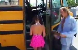 Unpropitious schoolgirl fucks bus